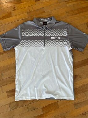 Men’s Short Sleeve Golf Polo in Gray and White
